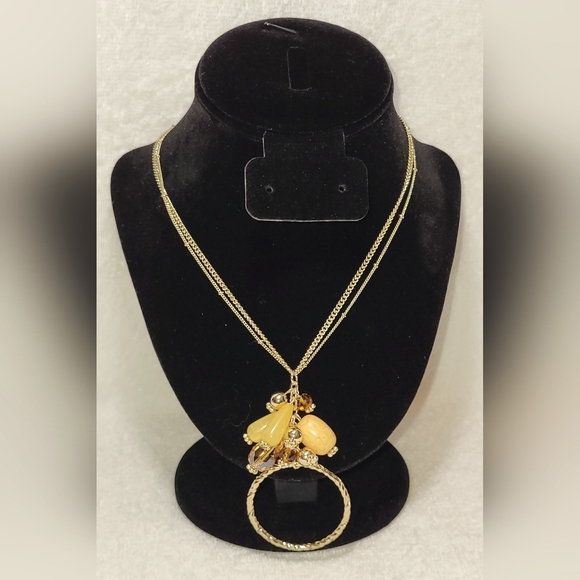 Cato Jewelry - CATO Topaz, Tan and Yellow Beaded Drop Necklace